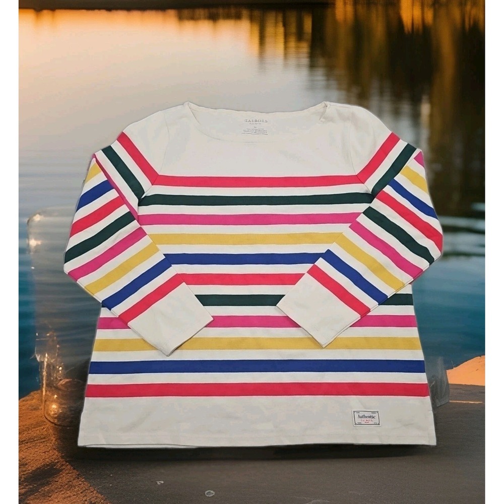 Talbots Sweater  Womens Petite XL Lightweight Rainbow Preppy Old Money Camp NWOT